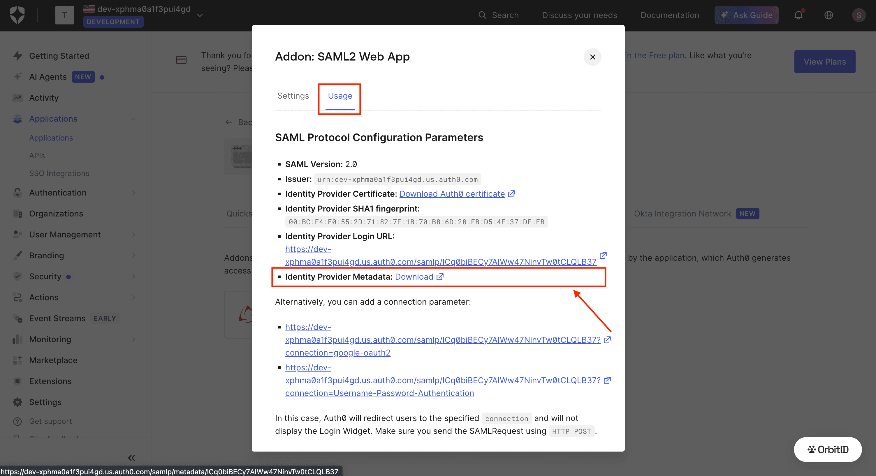 Create application dialog with the name field